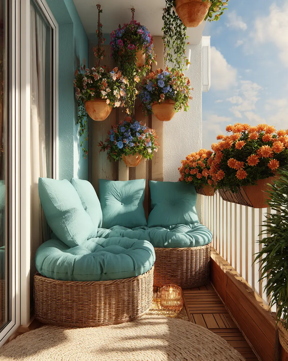 Turquoise Organic Modern Balcony Decor Ideas