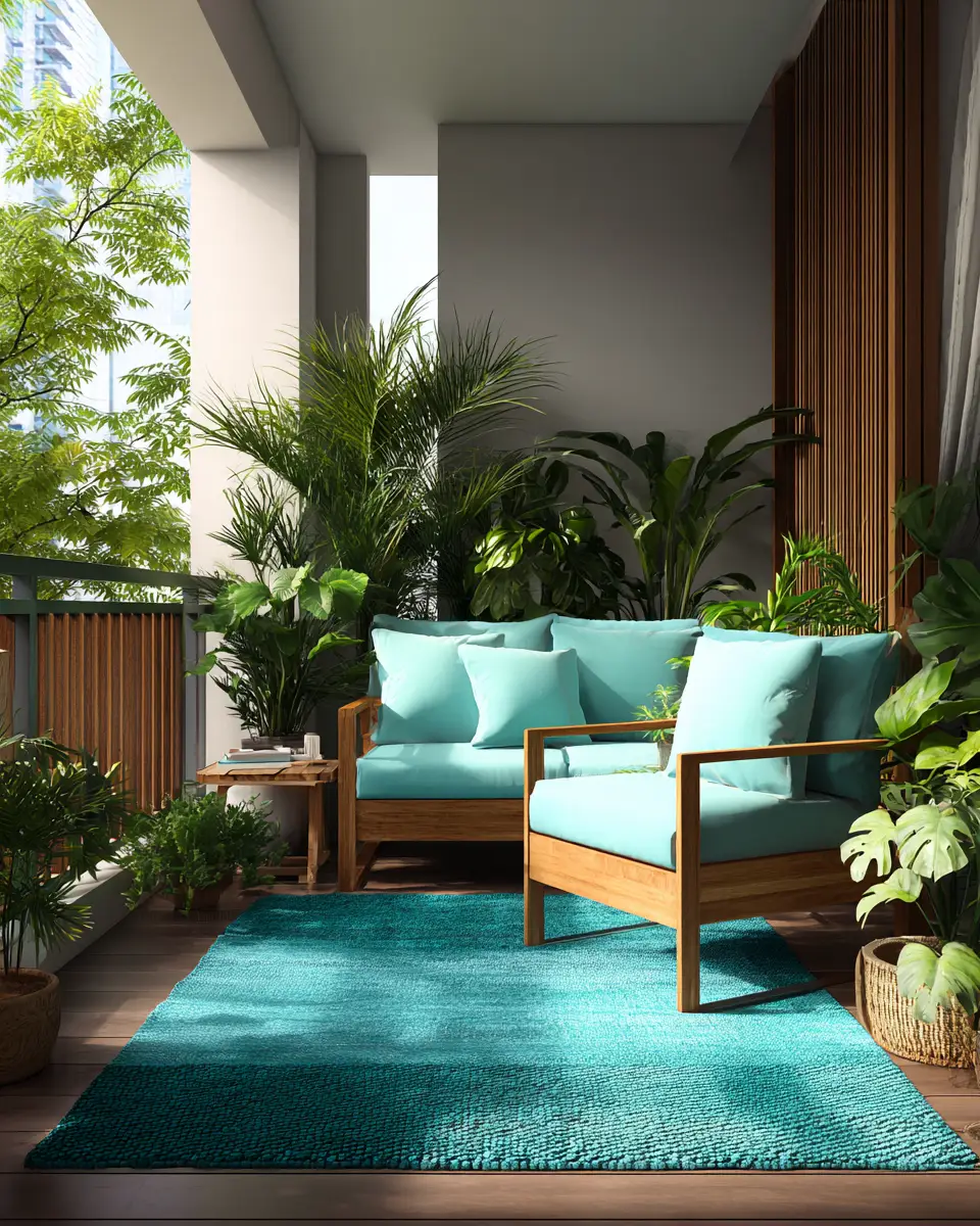 Turquoise Organic Modern Balcony Decor Ideas