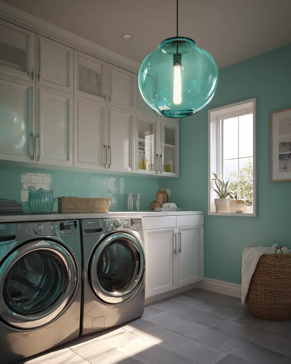 Turquoise Organic Modern Laundry Room Decor Ideas