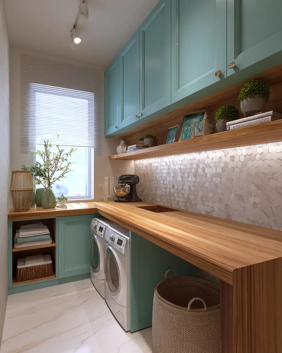 Turquoise Organic Modern Laundry Room Decor Ideas