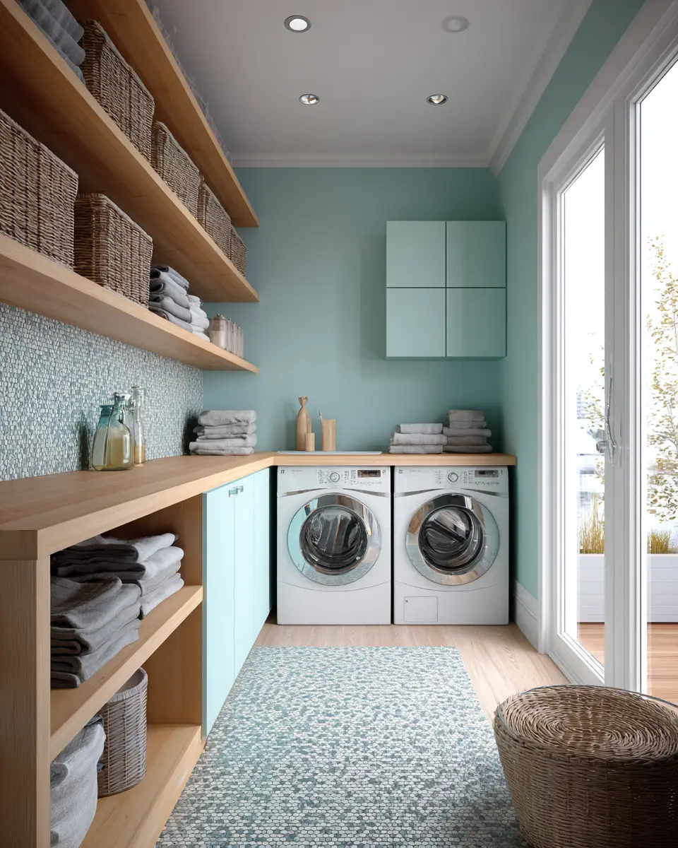Turquoise Organic Modern Laundry Room Decor Ideas