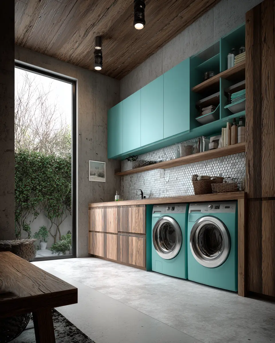 Turquoise Organic Modern Laundry Room Decor Ideas