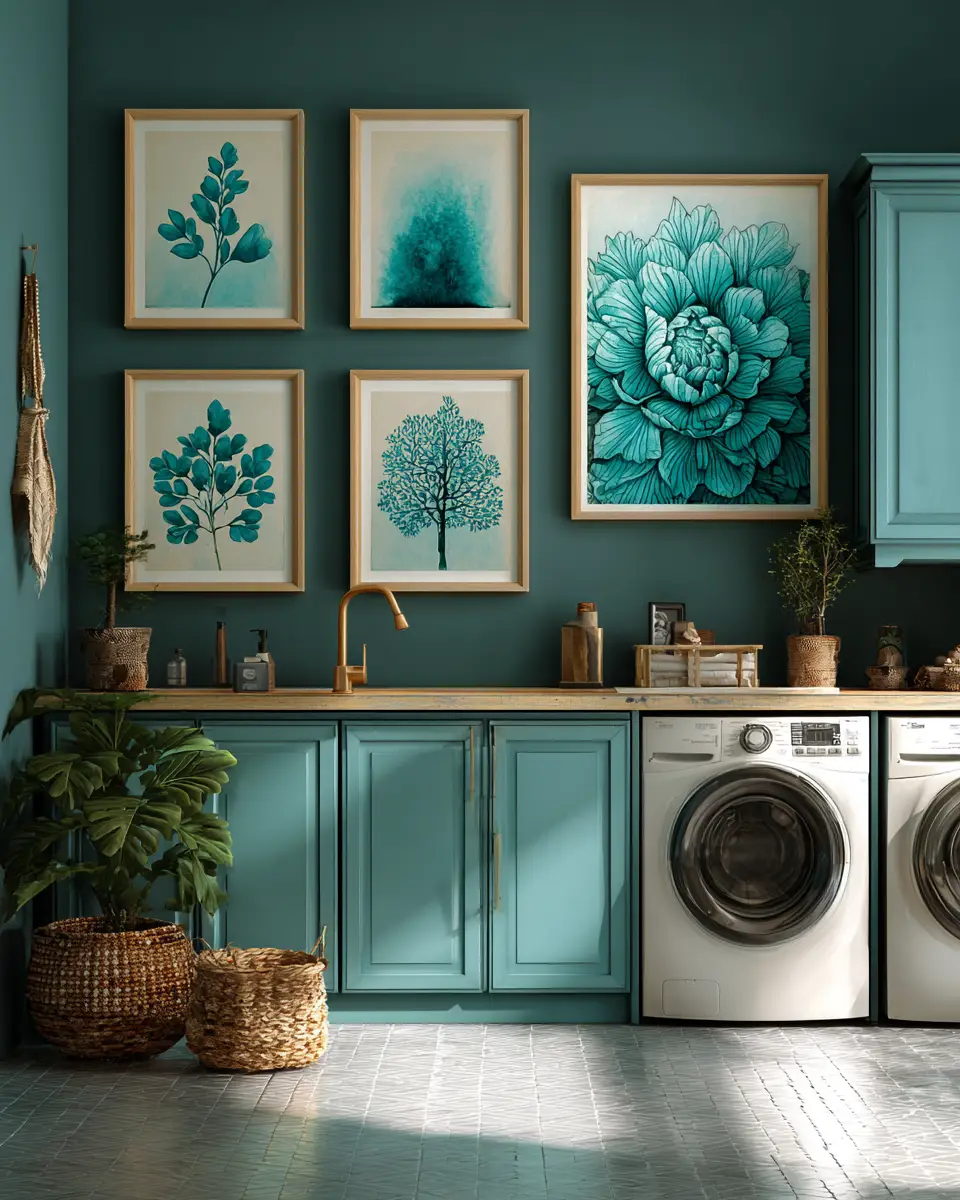 Turquoise Organic Modern Laundry Room Decor Ideas
