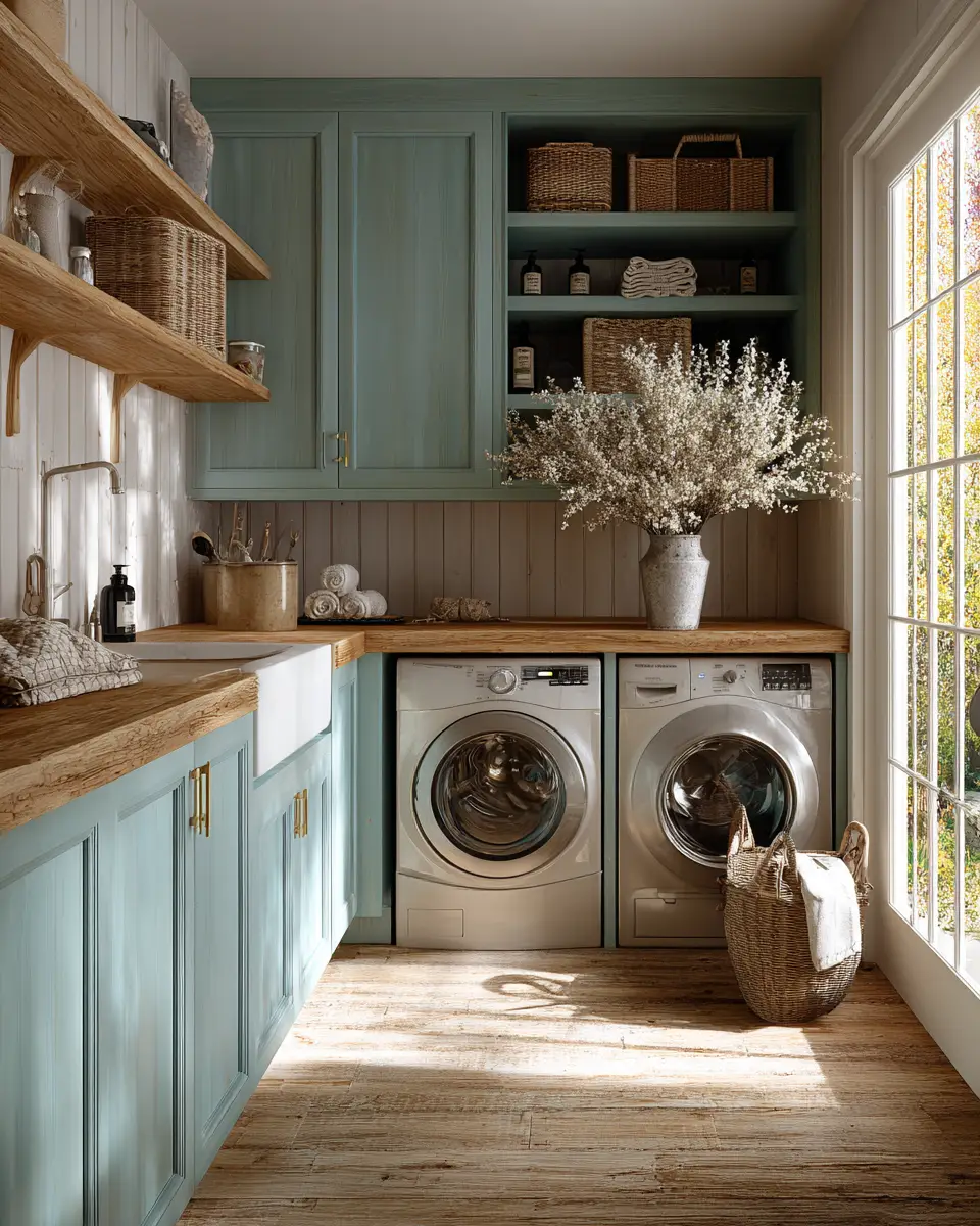 Turquoise Organic Modern Laundry Room Decor Ideas