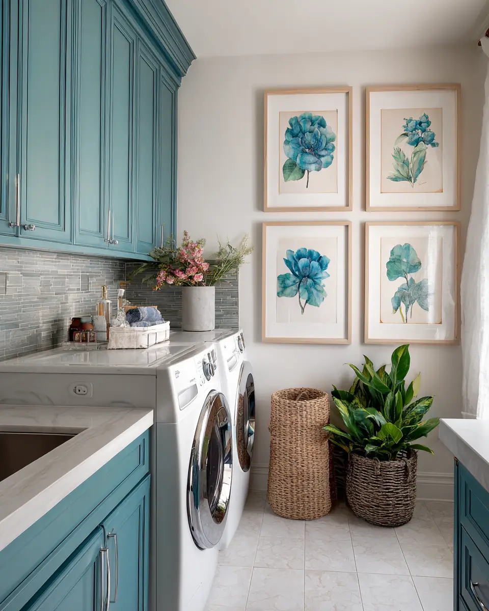 Turquoise Organic Modern Laundry Room Decor Ideas