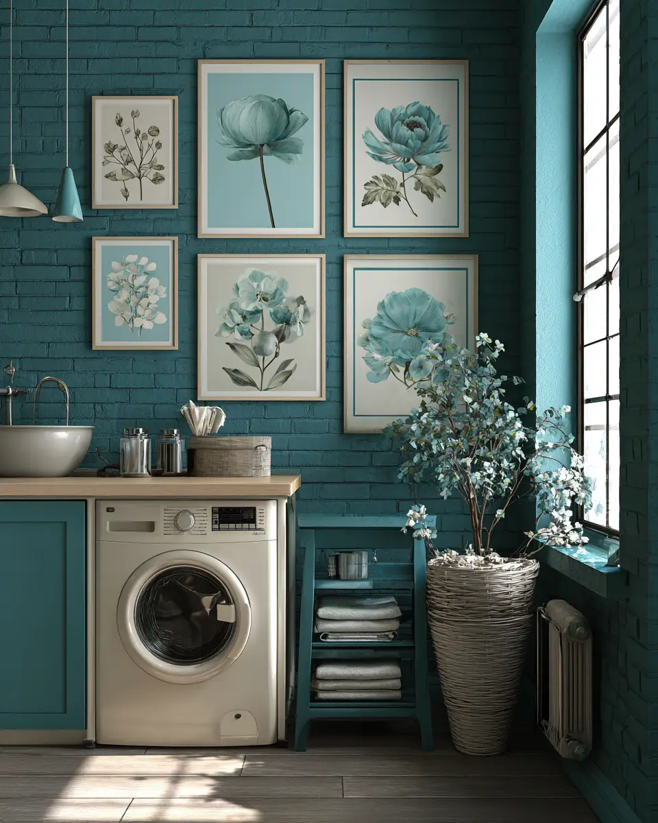Turquoise Organic Modern Laundry Room Decor Ideas