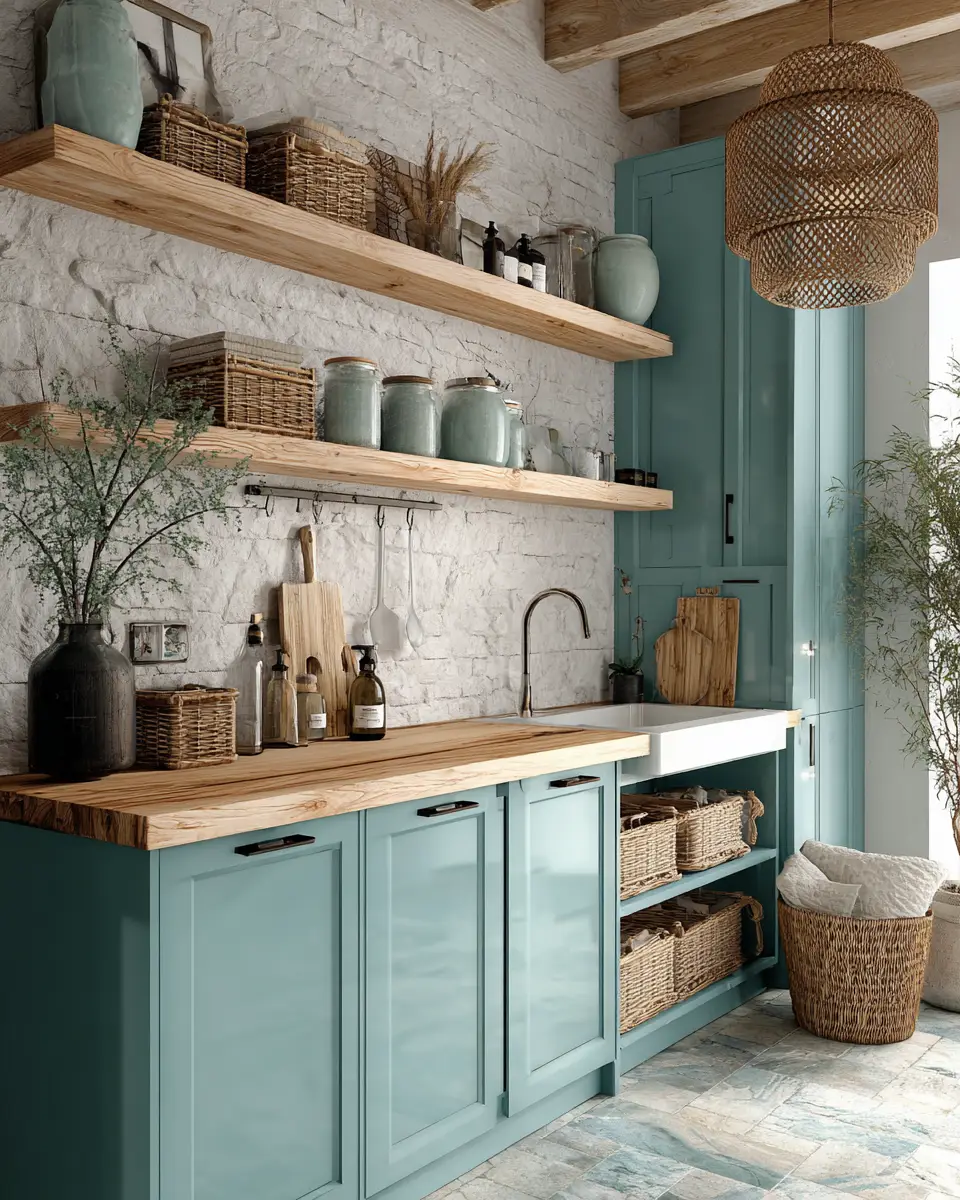 Turquoise Organic Modern Laundry Room Decor Ideas