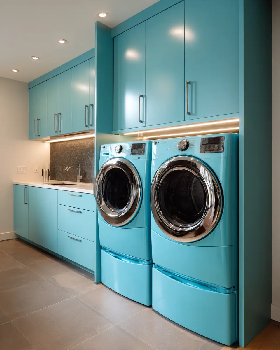 Turquoise Organic Modern Laundry Room Decor Ideas