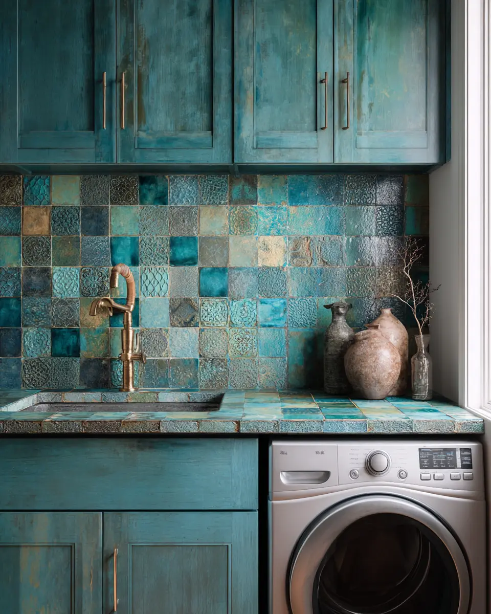 Turquoise Organic Modern Laundry Room Decor Ideas