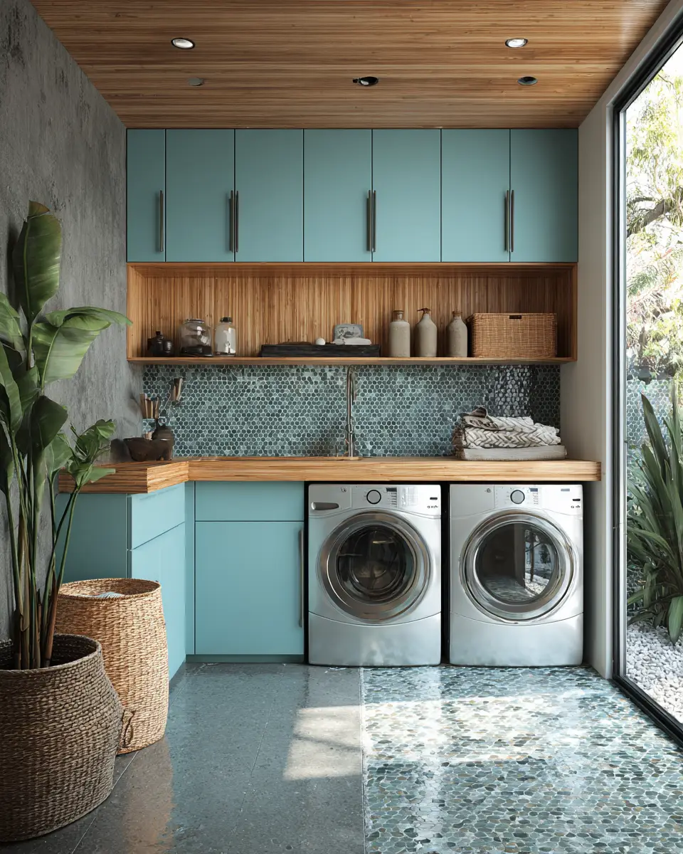 Turquoise Organic Modern Laundry Room Decor Ideas