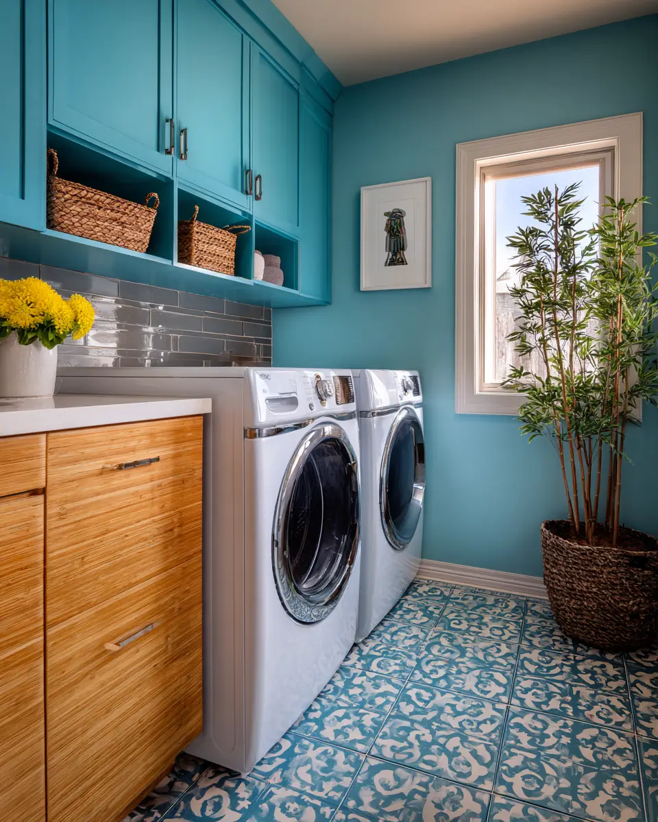 Turquoise Organic Modern Laundry Room Decor Ideas