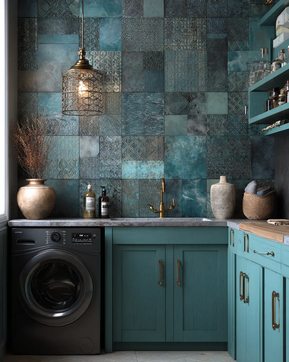 Turquoise Organic Modern Laundry Room Decor Ideas