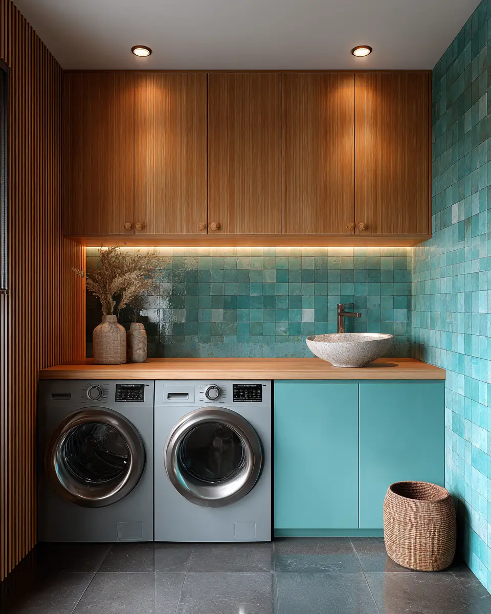 Turquoise Organic Modern Laundry Room Decor Ideas