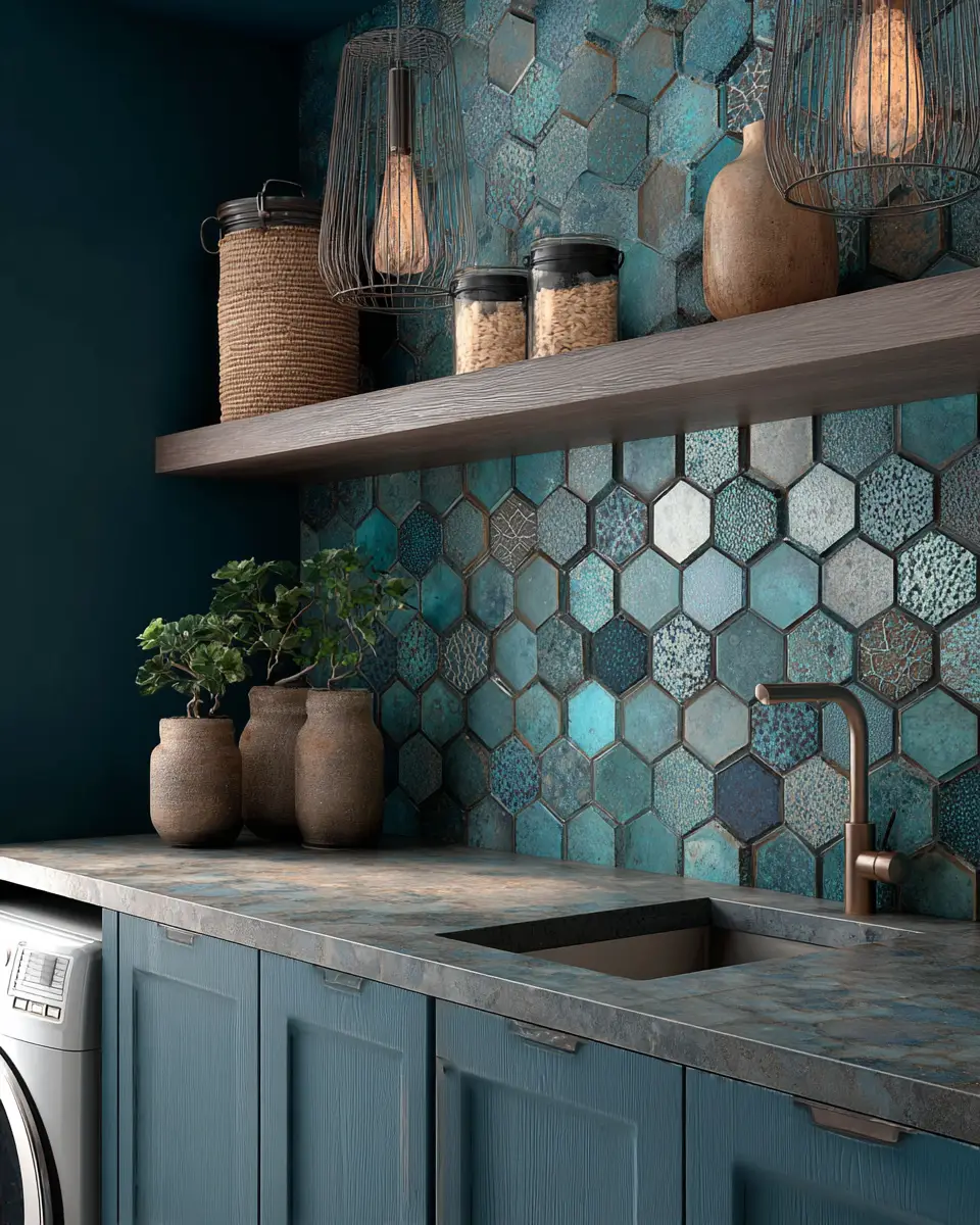 Turquoise Organic Modern Laundry Room Decor Ideas