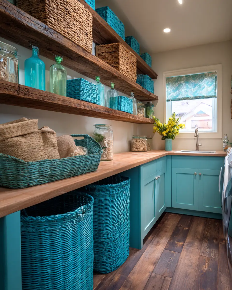 Turquoise Organic Modern Laundry Room Decor Ideas
