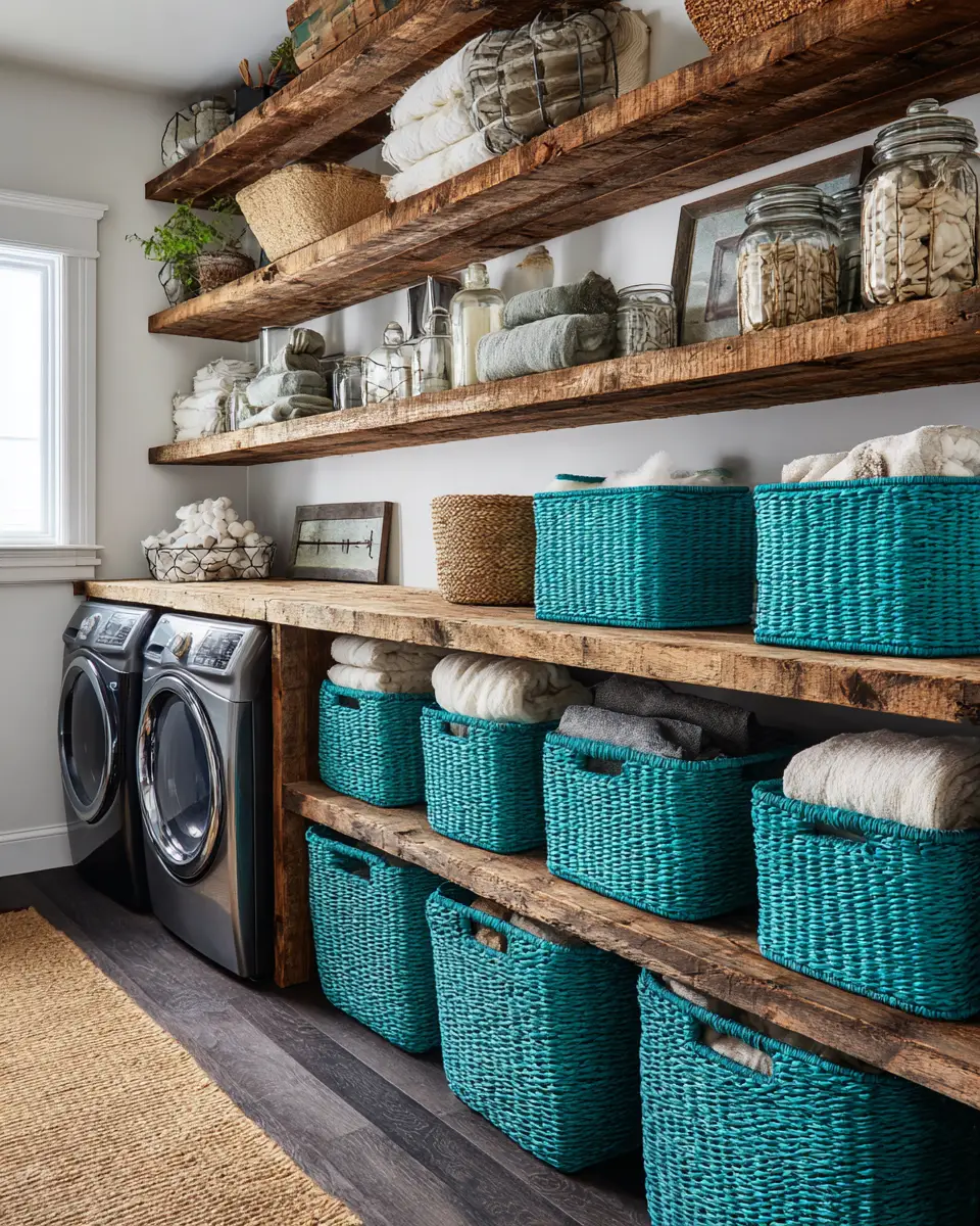 Turquoise Organic Modern Laundry Room Decor Ideas