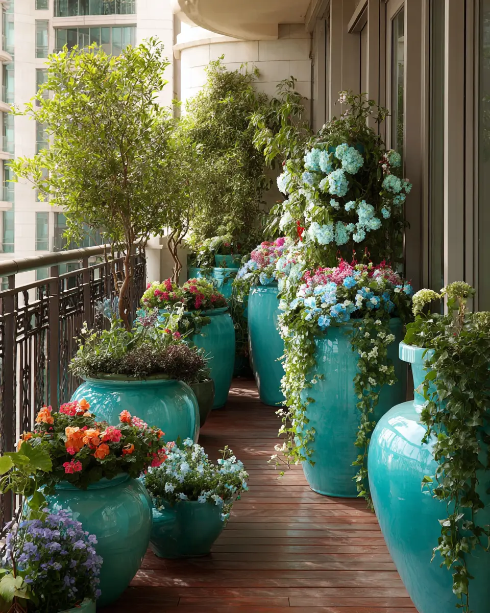 Turquoise Traditional Balcony Decor Ideas