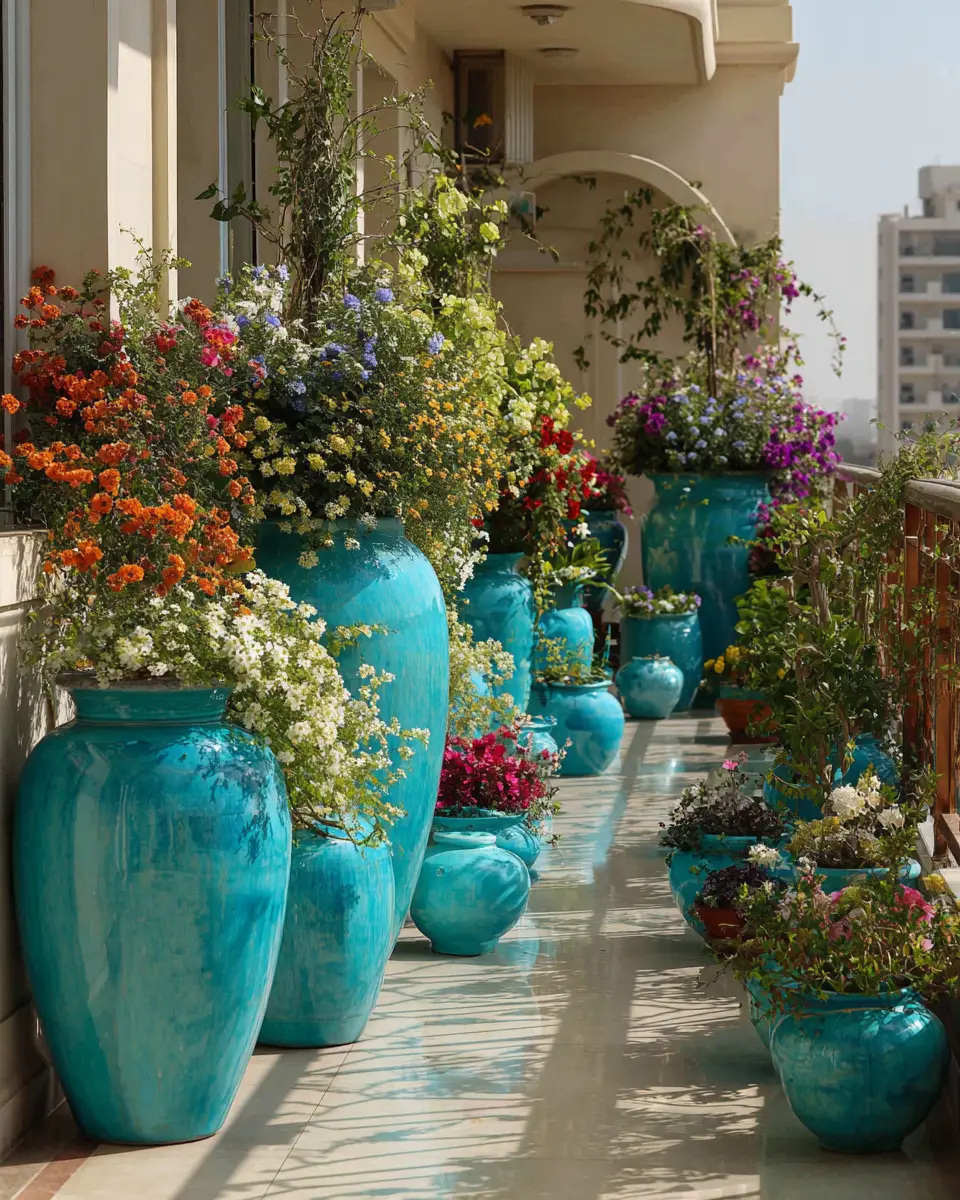 Turquoise Traditional Balcony Decor Ideas