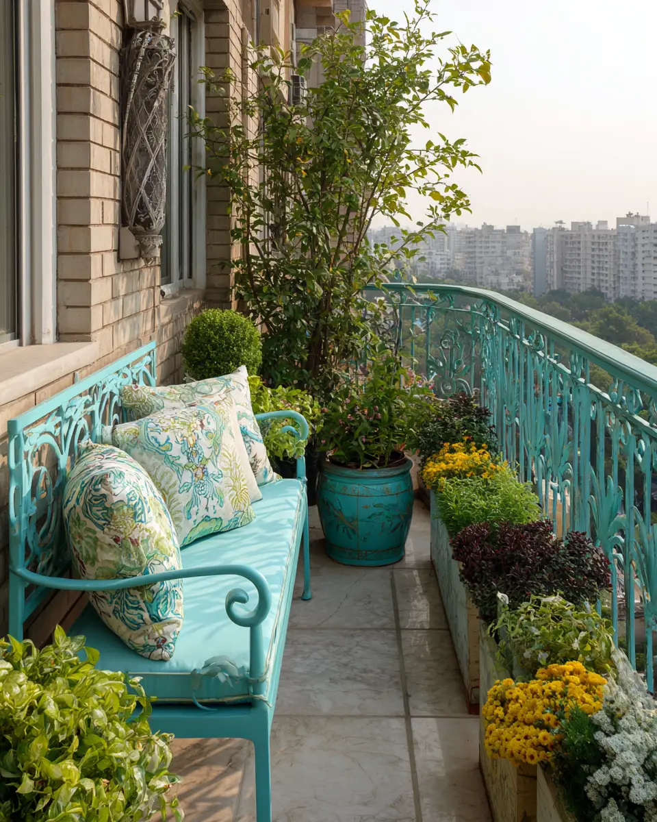 Turquoise Traditional Balcony Decor Ideas