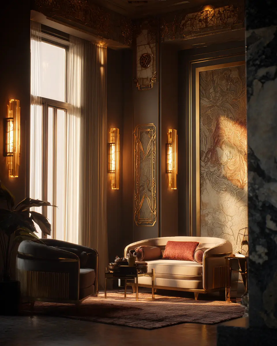 Warm Art Deco Living Room Decor Ideas