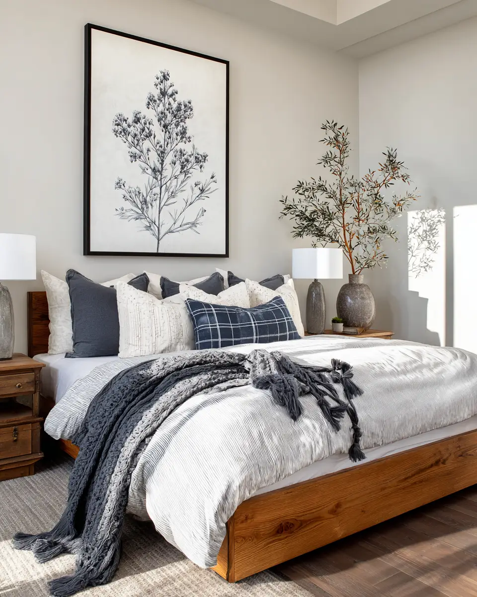 Warm Modern Farmhouse Bedroom Decor Ideas