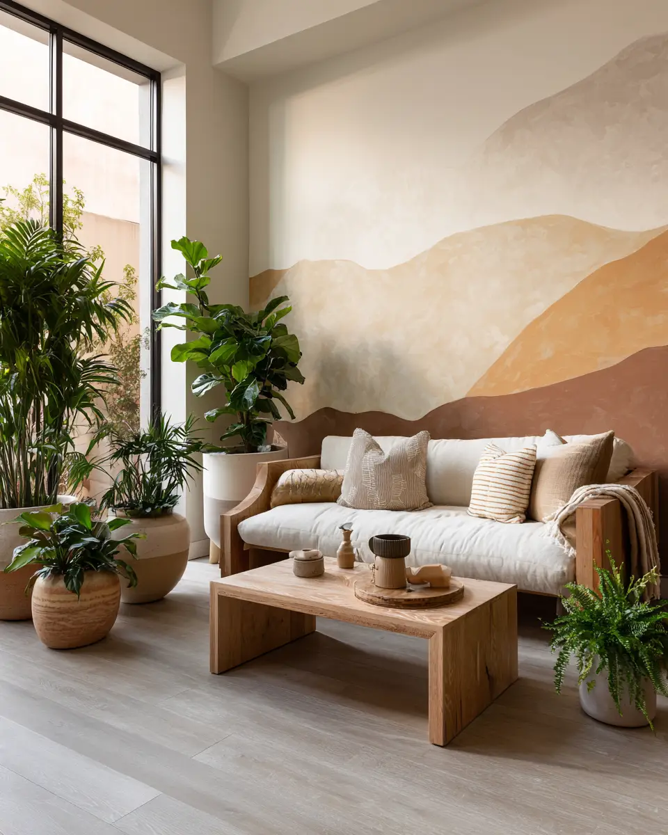 Warm Organic Modern Living Room Decor Ideas