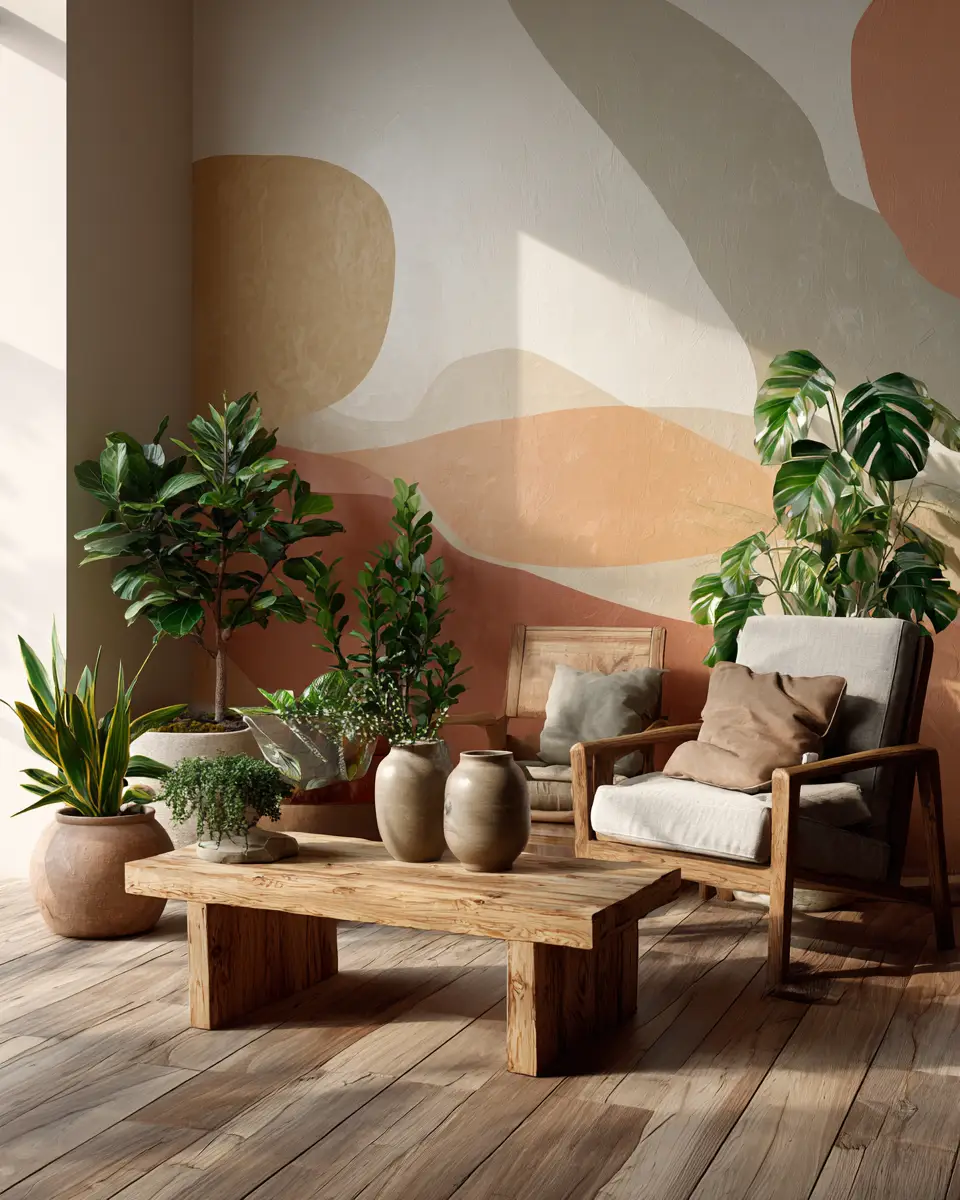 Warm Organic Modern Living Room Decor Ideas