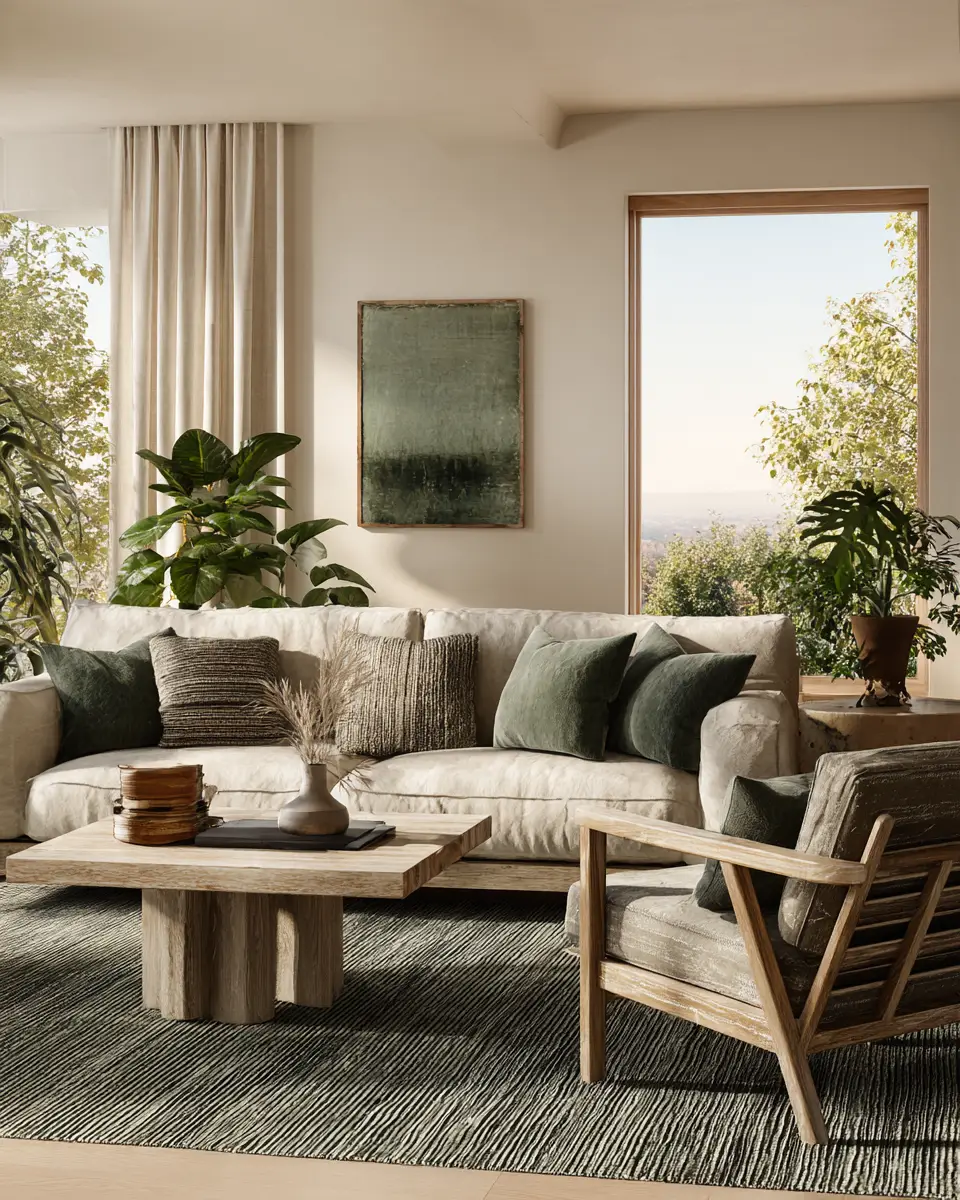 Warm Organic Modern Living Room Decor Ideas