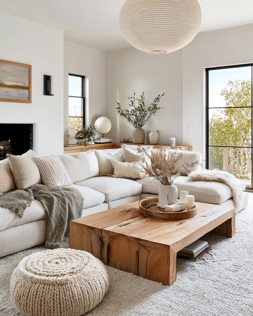 Warm Organic Modern Living Room Decor Ideas