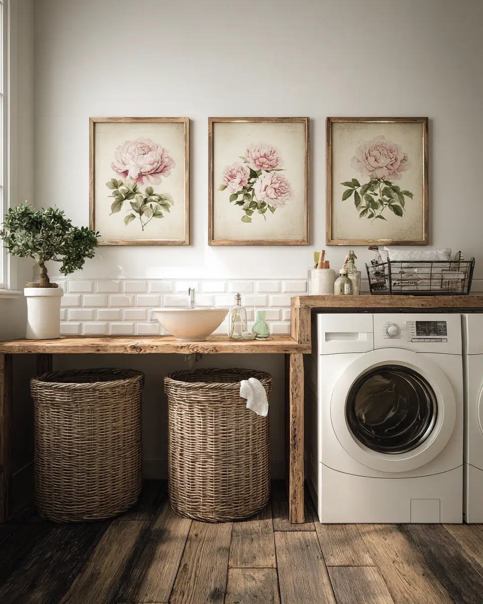 Warm Shabby Chic Laundry Room Decor Ideas - Featured