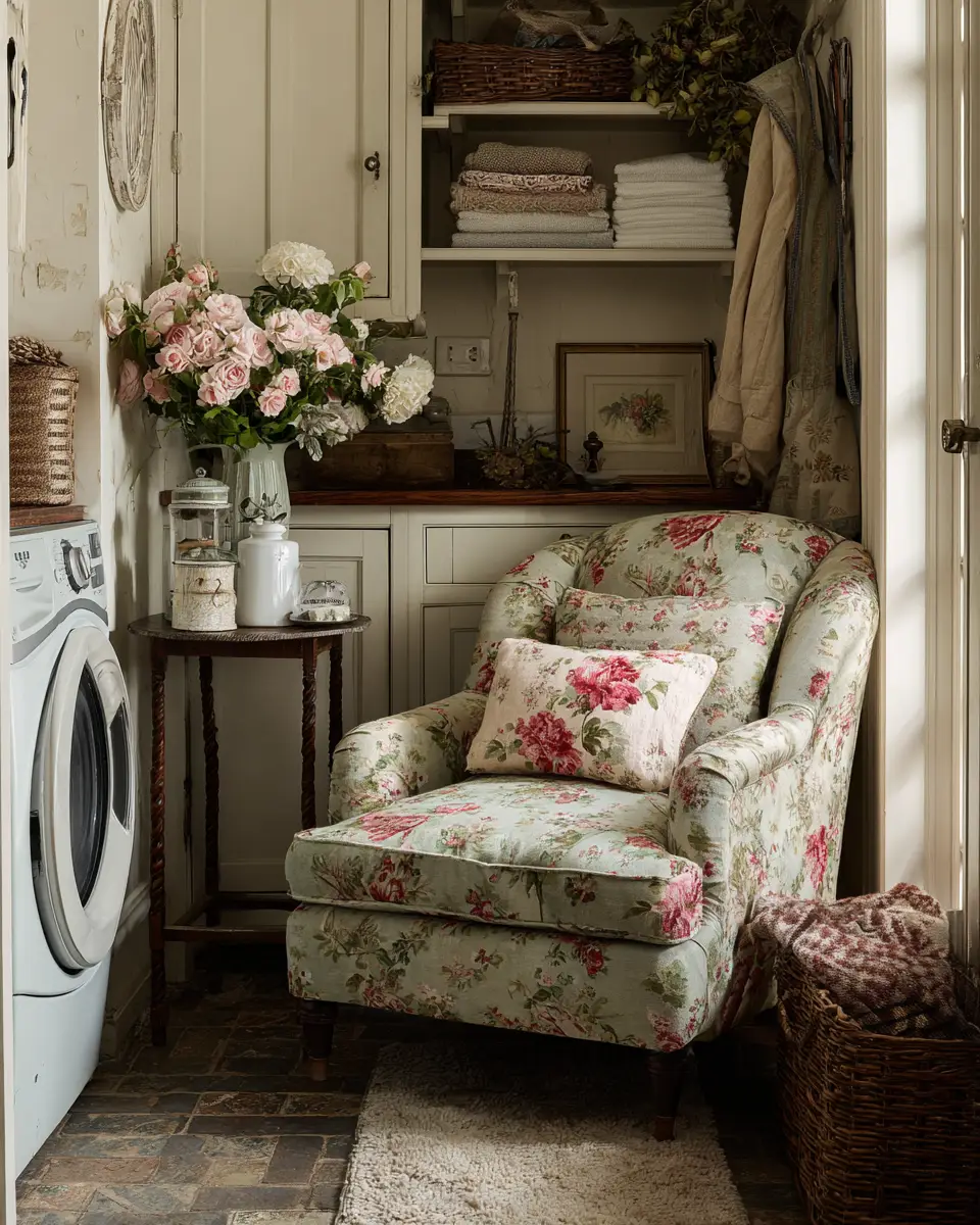 Warm Shabby Chic Laundry Room Decor Ideas