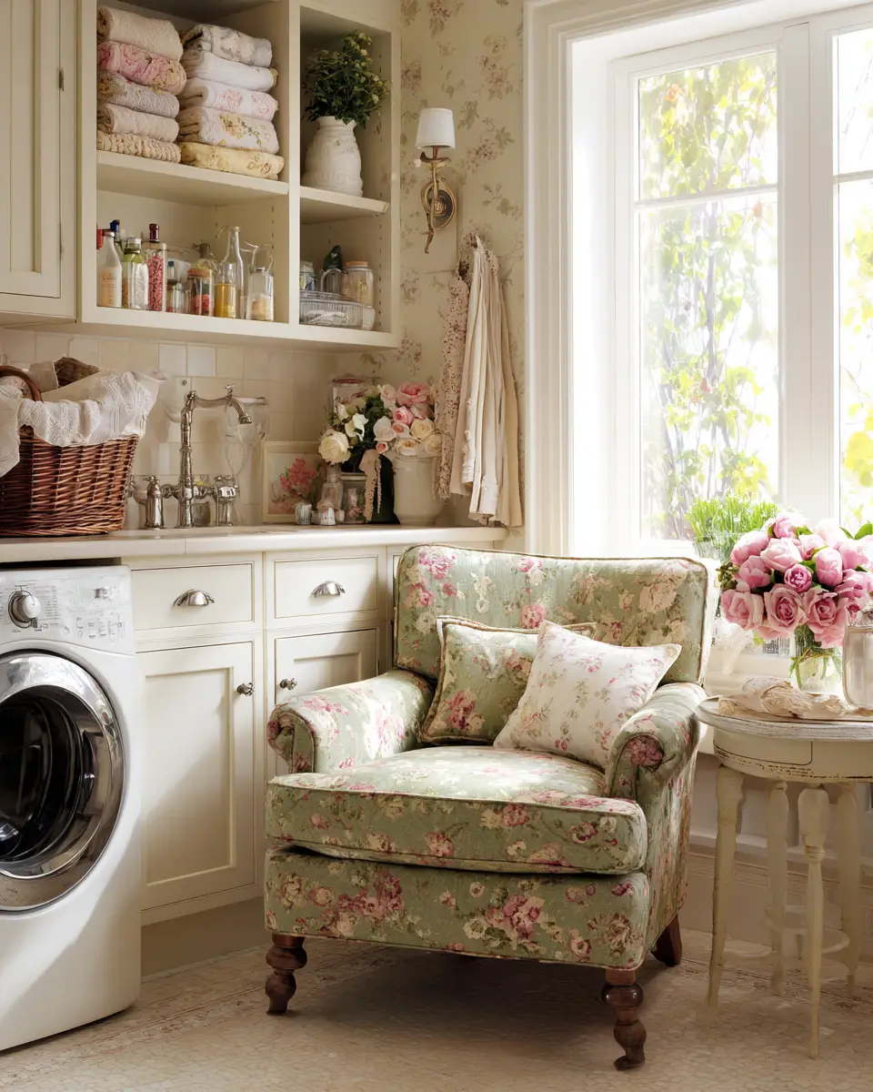 Warm Shabby Chic Laundry Room Decor Ideas