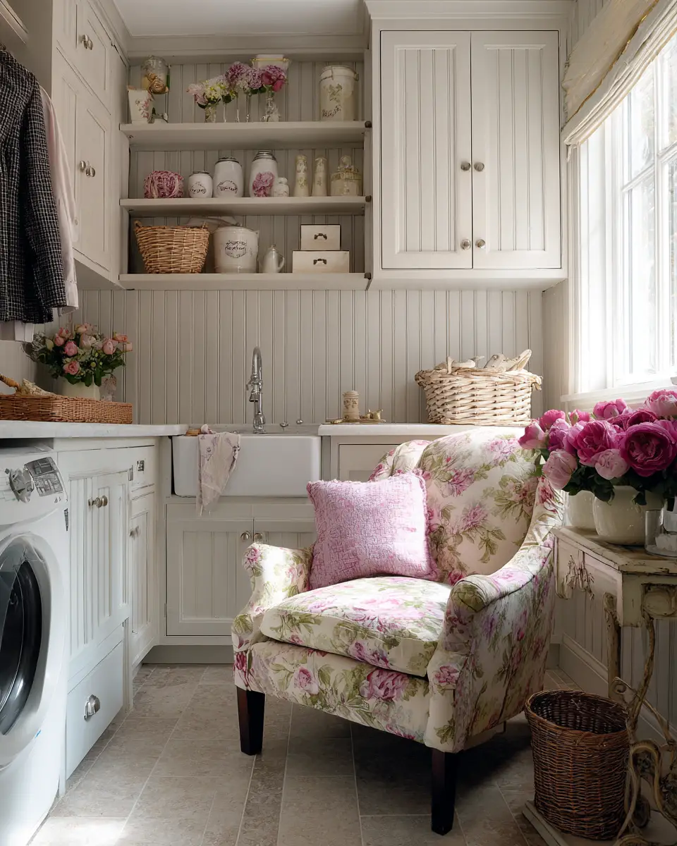 Warm Shabby Chic Laundry Room Decor Ideas