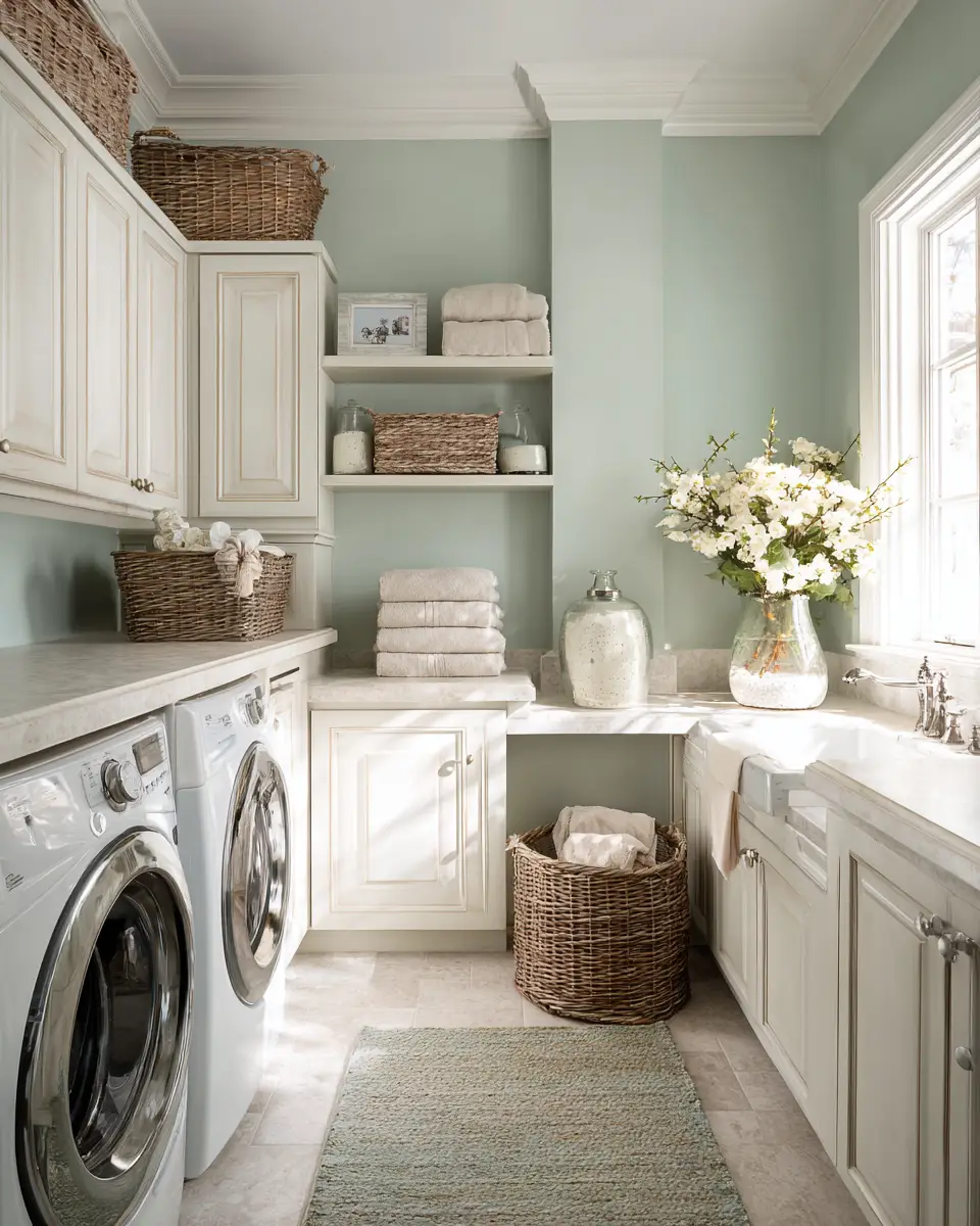 Warm Shabby Chic Laundry Room Decor Ideas