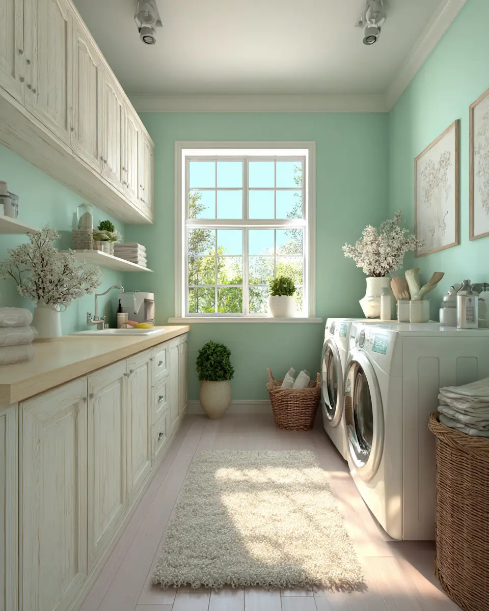 Warm Shabby Chic Laundry Room Decor Ideas