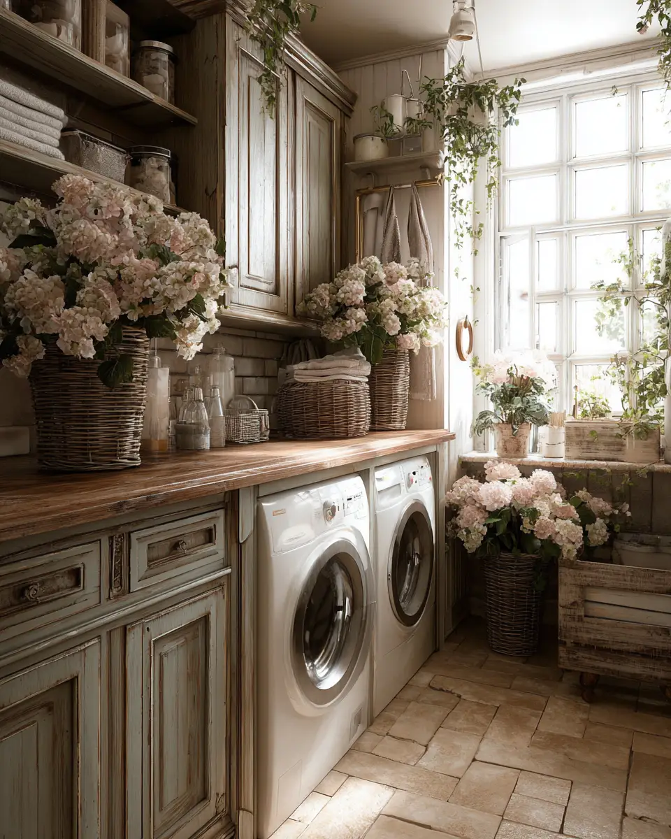 Warm Shabby Chic Laundry Room Decor Ideas
