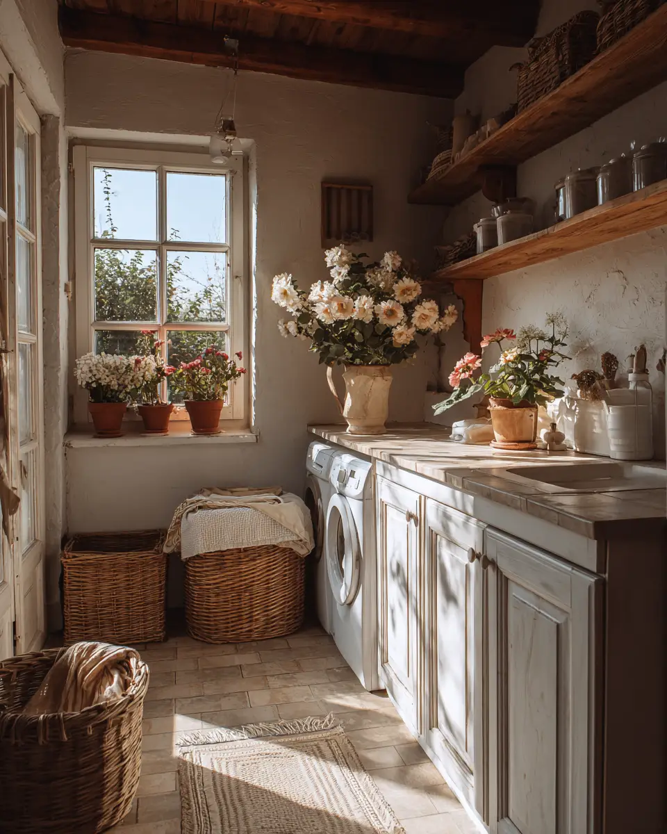 Warm Shabby Chic Laundry Room Decor Ideas