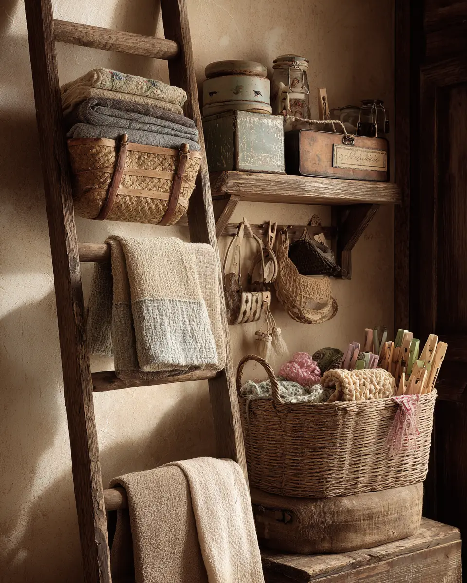 Warm Shabby Chic Laundry Room Decor Ideas