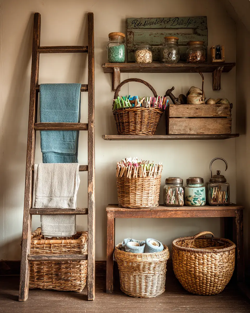 Warm Shabby Chic Laundry Room Decor Ideas