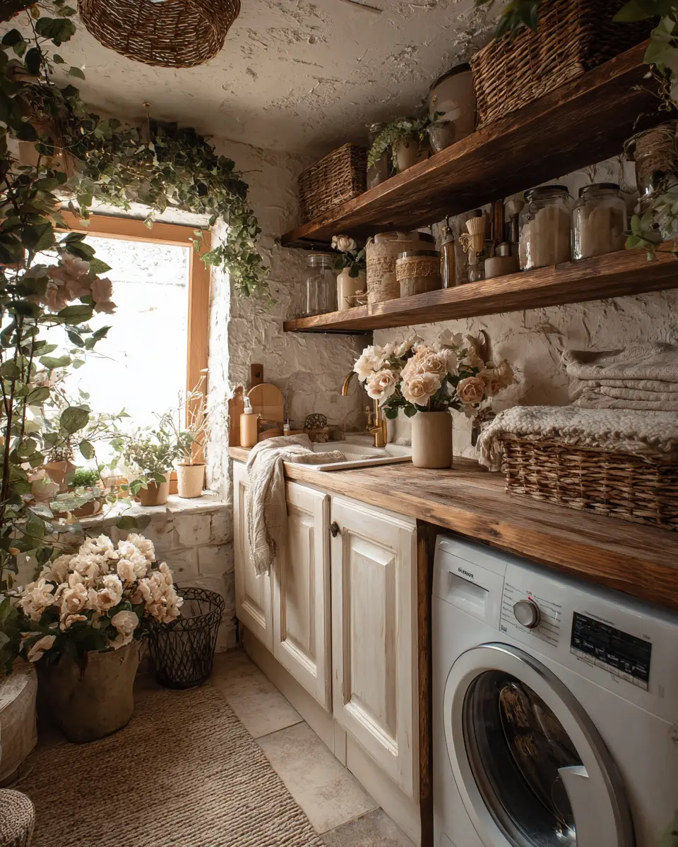 Warm Shabby Chic Laundry Room Decor Ideas