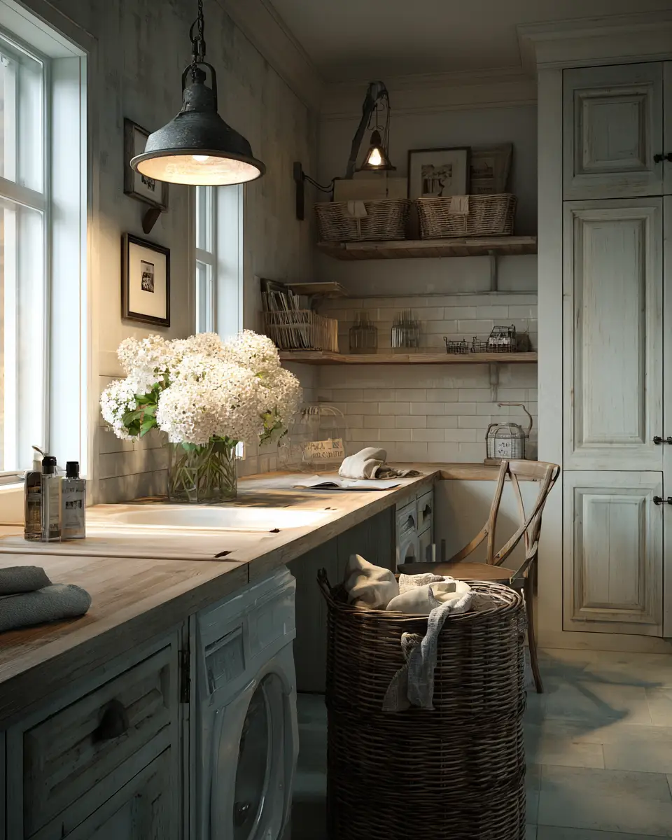 Warm Shabby Chic Laundry Room Decor Ideas