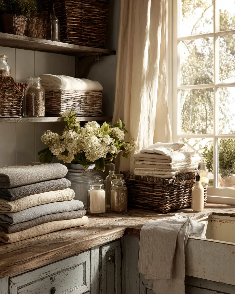 Warm Shabby Chic Laundry Room Decor Ideas