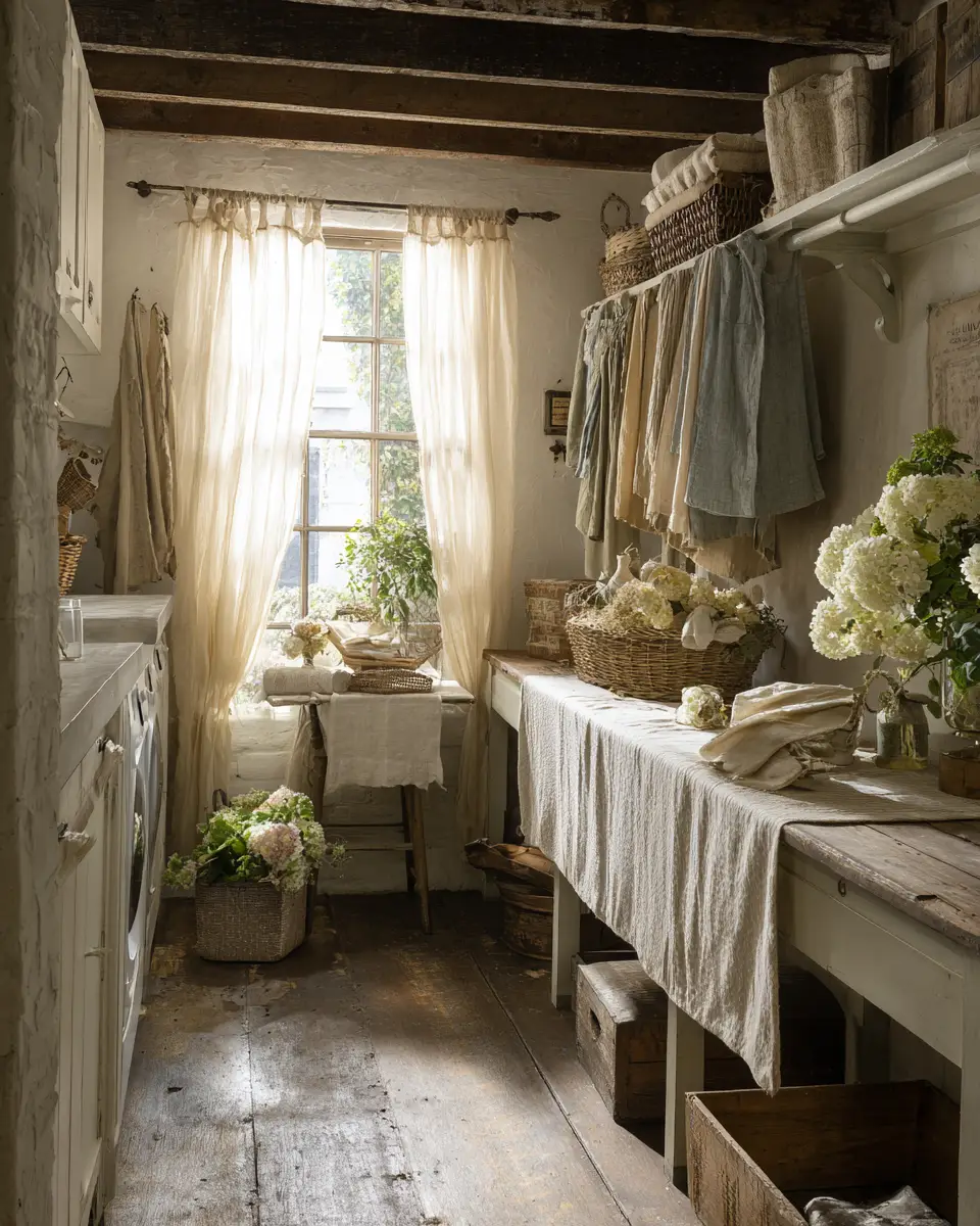 Warm Shabby Chic Laundry Room Decor Ideas