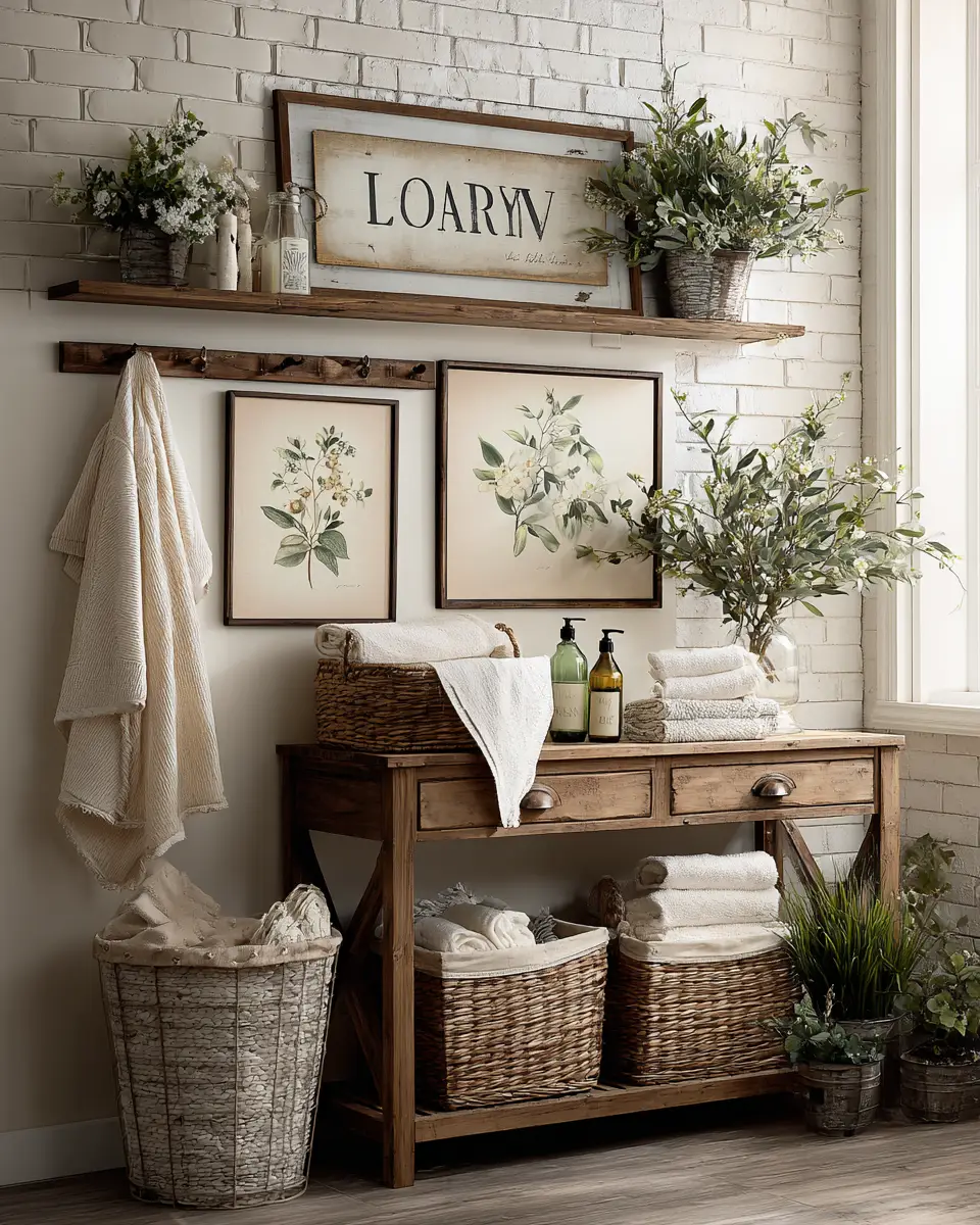 Warm Shabby Chic Laundry Room Decor Ideas