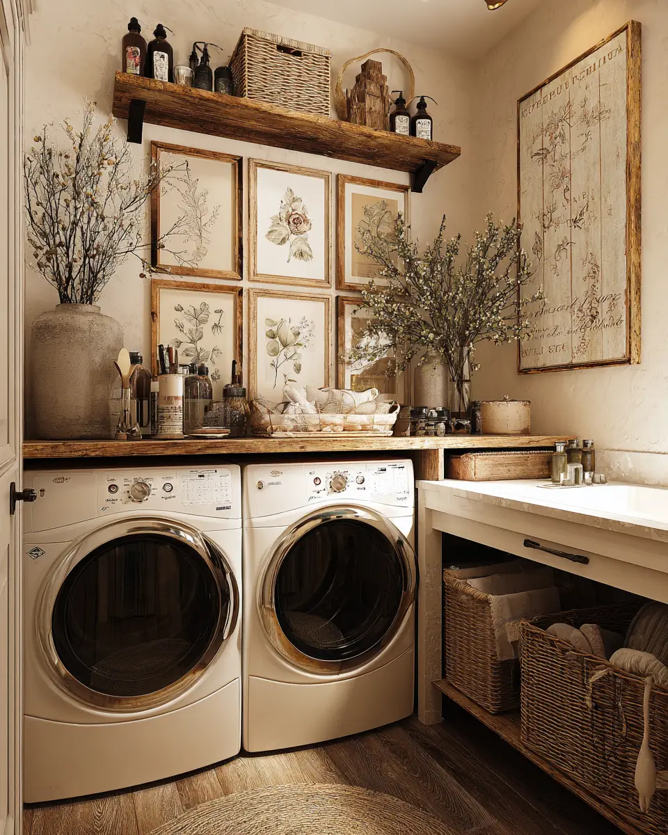Warm Shabby Chic Laundry Room Decor Ideas