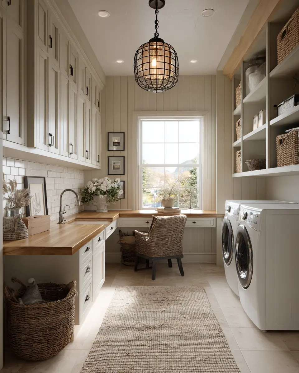 Warm Shabby Chic Laundry Room Decor Ideas
