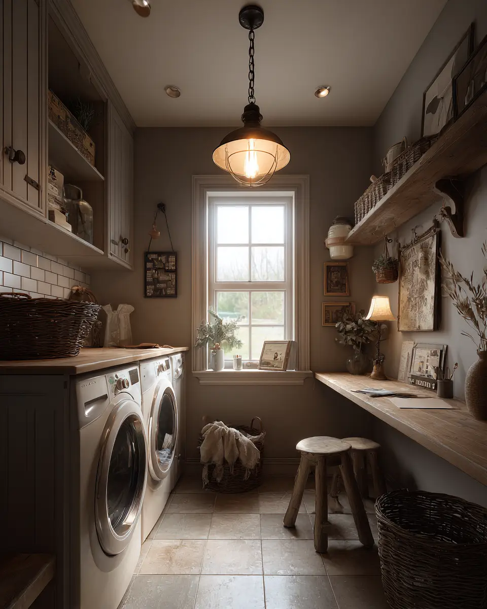 Warm Shabby Chic Laundry Room Decor Ideas