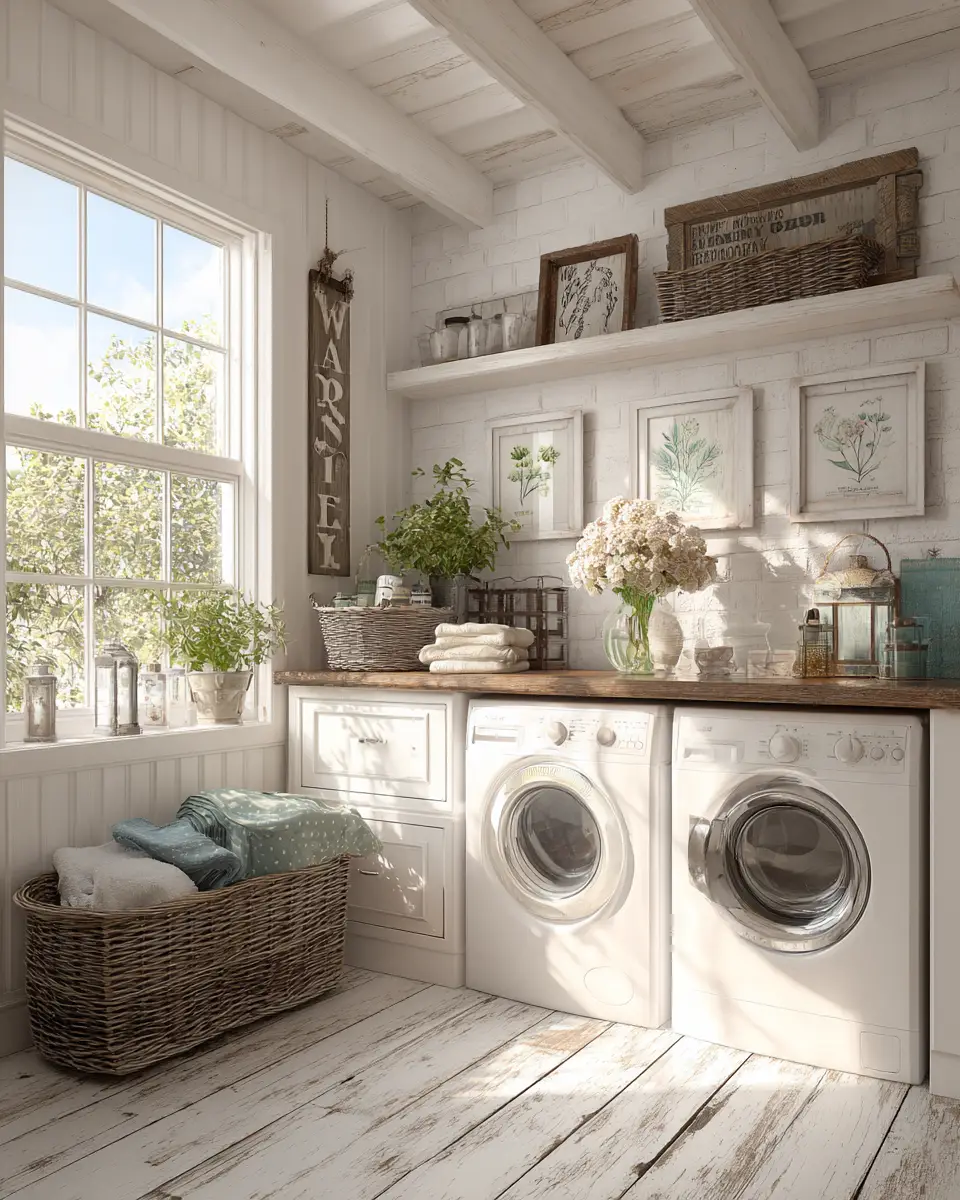 Warm Shabby Chic Laundry Room Decor Ideas