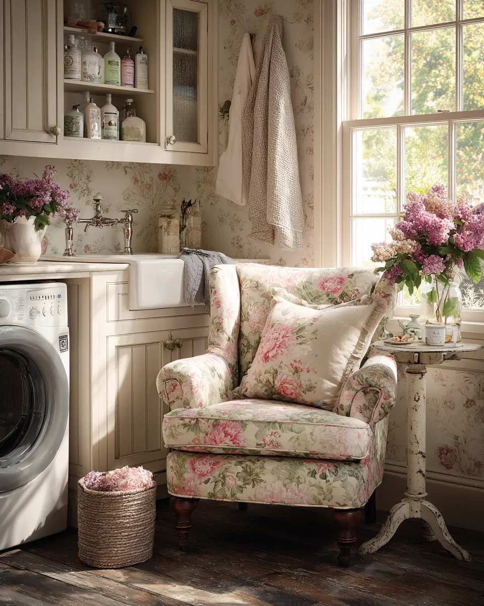 Warm Shabby Chic Laundry Room Decor Ideas