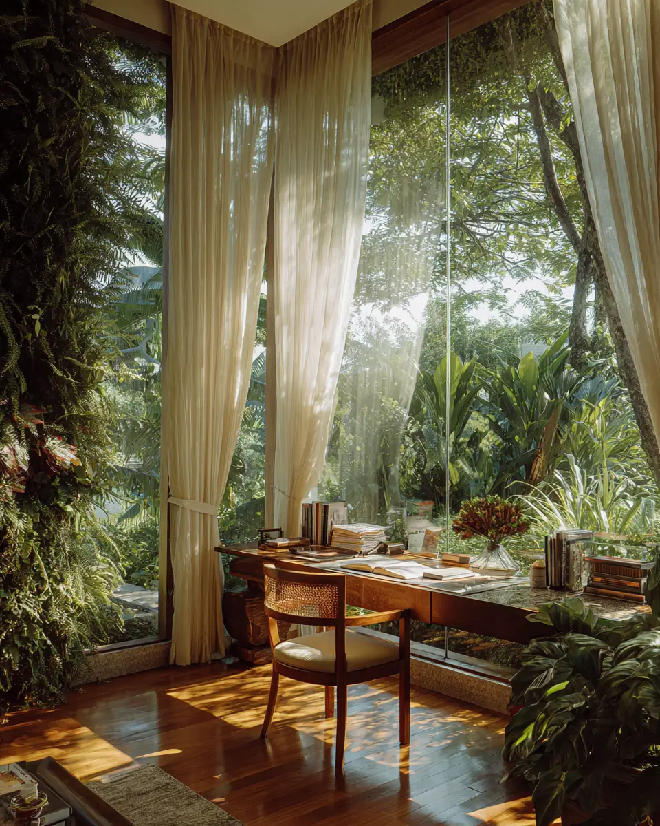 Warm Tropical Home Office Decor Ideas